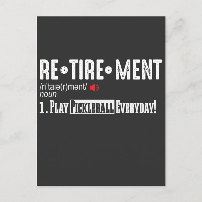 Retirement Pickleball Player Definition Postcard (Front)