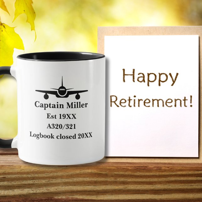 Retirement Pilot Airplane Minimalist Black Custom Mug (Creator Uploaded)