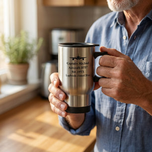 Retirement Pilot Aviation Custom Captain Name Travel Mug