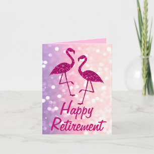 Retirement pink flamingo Custom text Greeting Card