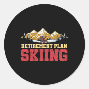 Retirement Plan Skiing Vintage Sunset Retro Skier Classic Round Sticker