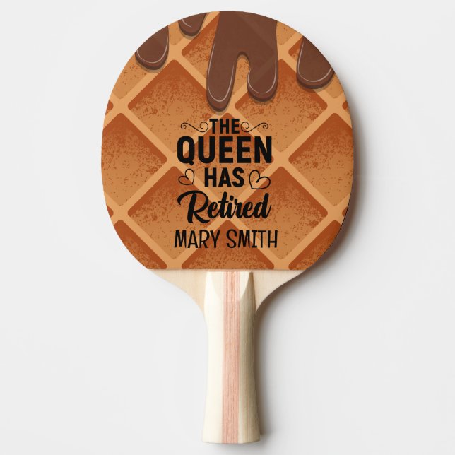 Retirement retired funny quotes saying waffle ping pong paddle (Front)