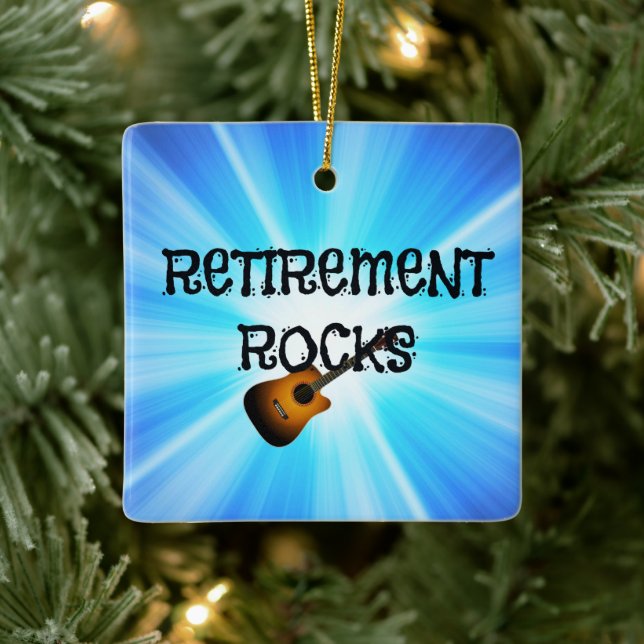 Retirement Rocks--custom guitar design Ceramic Ornament (Tree)