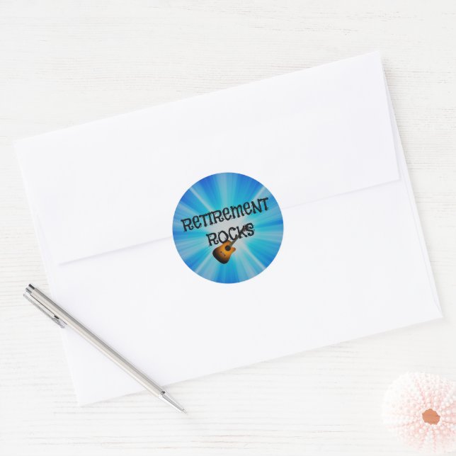 Retirement Rocks--custom guitar design Classic Round Sticker (Envelope)