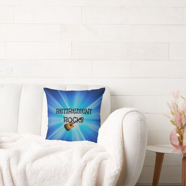 Retirement Rocks--custom guitar design Throw Pillow (Couch)