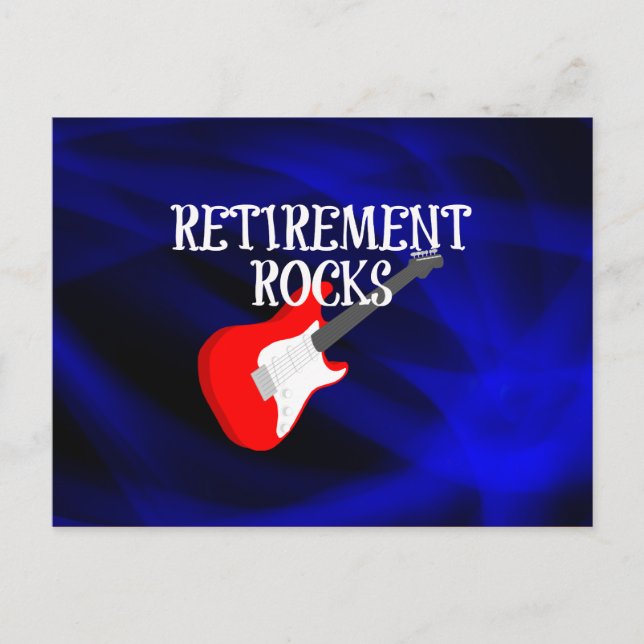 Retirement Rocks, Rocking Guitar Postcard (Front)