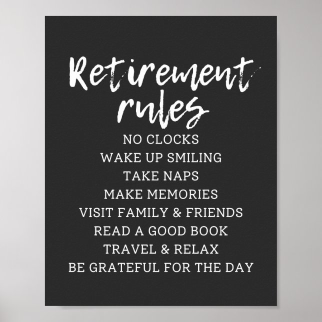Retirement Rules Sign, Retirement Gift Sign (Front)