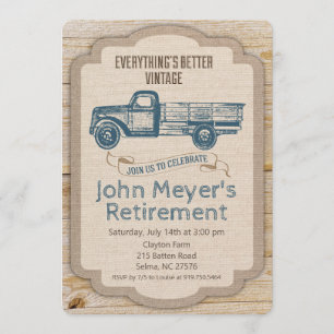 Retirement Rustic Pickup Truck Invitation