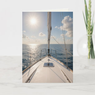 Retirement Sailboat On Calm Ocean Water Card