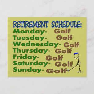 Retirement Schedule GOLFER Postcard