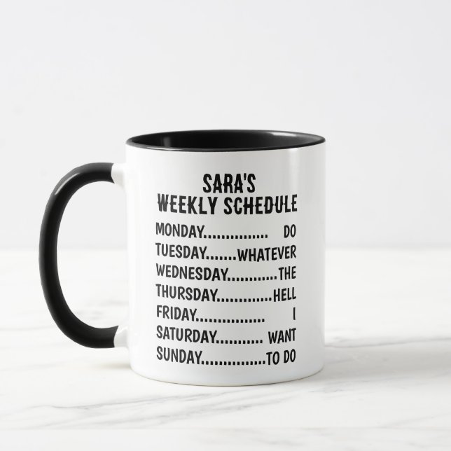 Retirement Schedule Mug - Personalized Humour | Un (Left)