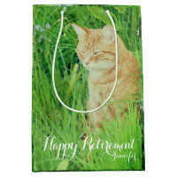 Retirement sleeping ginger cat in a meadow