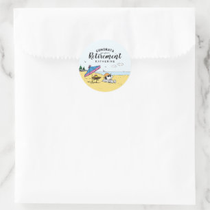 Retirement Snoopy & Woodstock on the Beach Classic Round Sticker