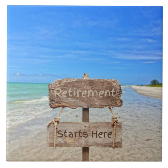Retirement Starts Here! Sanibel Island Beach Tile (Front)