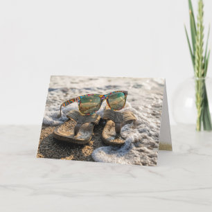 Retirement Sunglasses and Sandals In Ocean Surf Card
