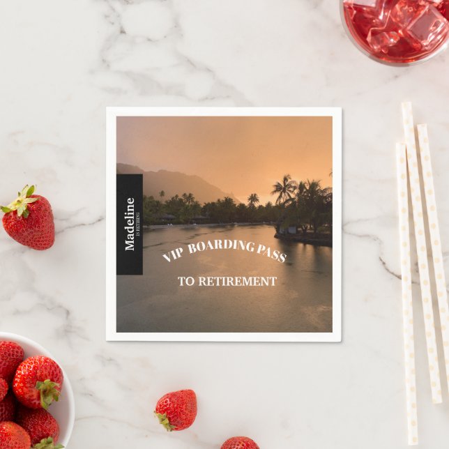 Retirement Sunset Boarding Pass Destination  Napkin (Insitu)
