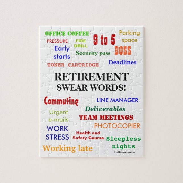 Retirement Swear Words! Funny Retirement Joke Jigsaw Puzzle (Vertical)