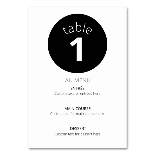 retirement table number (Front)