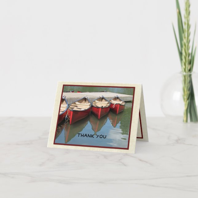 Retirement Thank You Note, Three Red Canoes Card (Front)