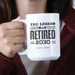 Retirement The Legend Has Retired Two-Tone Coffee Mug<br><div class="desc">This cute parting gift is bound to make someone's day at their retirement party. Add the year of retirement and a name by clicking on  "Personalize" button above. 
Makes a great leaving gift for your best coworker or boss</div>