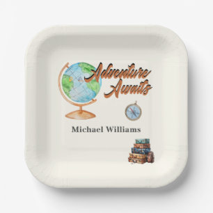 Retirement Travel Adventure Awaits Globe Paper Plate