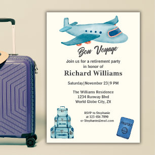 Retirement Travel Adventure Plane Invitation