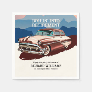 Retirement Travel Retro Classic Car Theme  Napkin