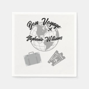 Retirement Travel Theme Party Bon Voyage Globe  Napkin