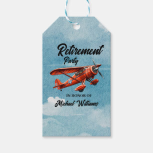 Retirement Travel Themed Party Red Plane Vintage Gift Tags