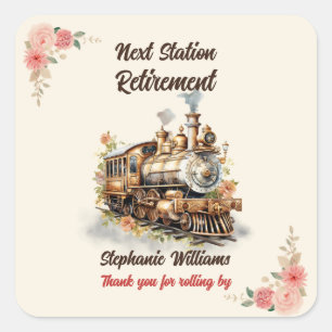 Retirement Travel Themed Party Vintage Train  Square Sticker
