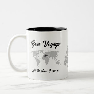 Retirement Travel Themed Party World Map Vintage Two-Tone Coffee Mug