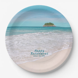 Retirement Tropical Beach Paper Plate