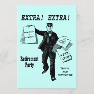 Retirement Vintage Newspaper Man Personalized Invitation