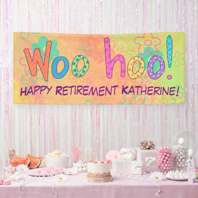 Retirement WooHoo Name Personalized Banner (Party)
