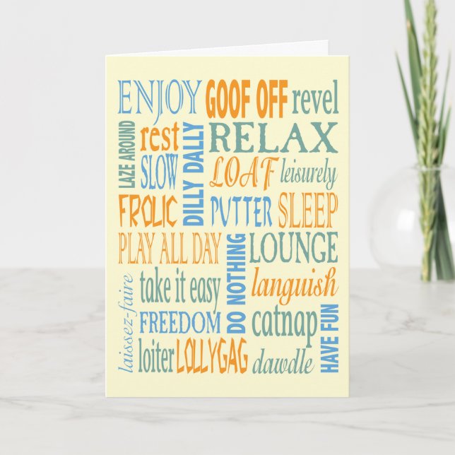 Retirement words and advice card (Front)