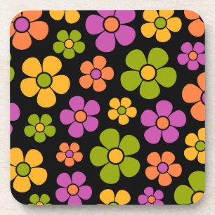 Reto 1960s Style Mid Mod Floral Pattern Coaster