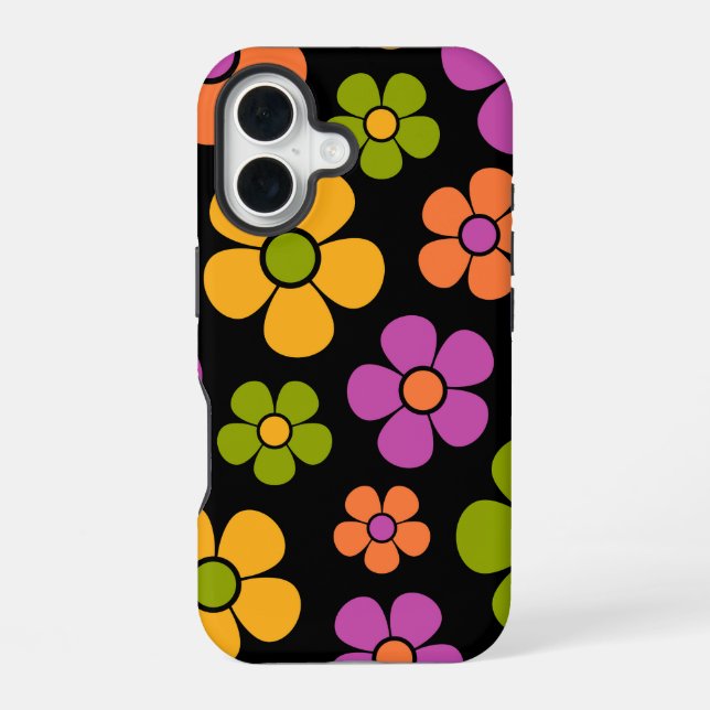 Reto 1960s Style Mid Mod Floral Pattern iPhone 16 Case (Back)