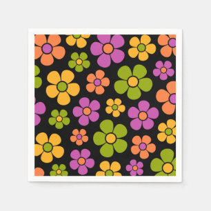 Reto 1960s Style Mid Mod Floral Pattern Napkin