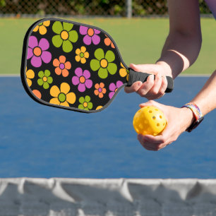 Reto 1960s Style Mid Mod Floral Pattern Pickleball Paddle