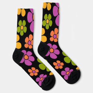 Reto 1960s Style Mid Mod Floral Pattern Socks