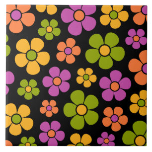Reto 1960s Style Mid Mod Floral Pattern Tile