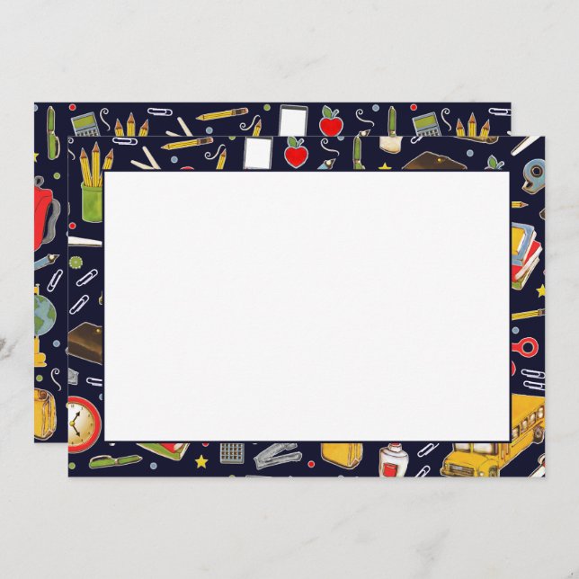 Retour À La Carte De Voeux À L'École (Devant / Derrière)