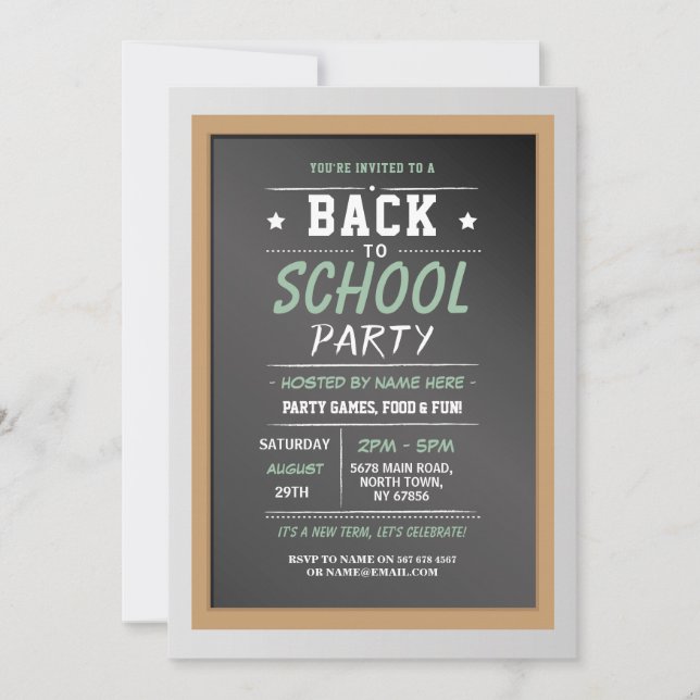 Retour À La Fête De L'École Chalkboard Invitation  (Devant)