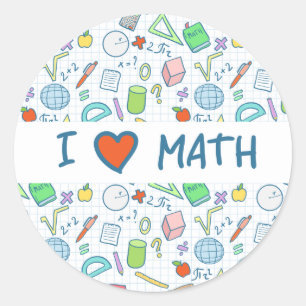 Retour à l'école : autocollant "I love math"