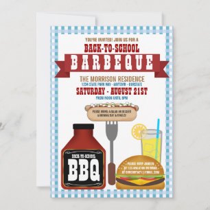 Retour à l'école Barbeque Party Invitations