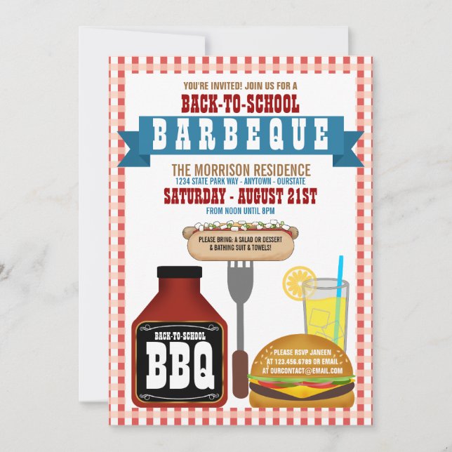 Retour à l'école Barbeque Party Invitations (Devant)