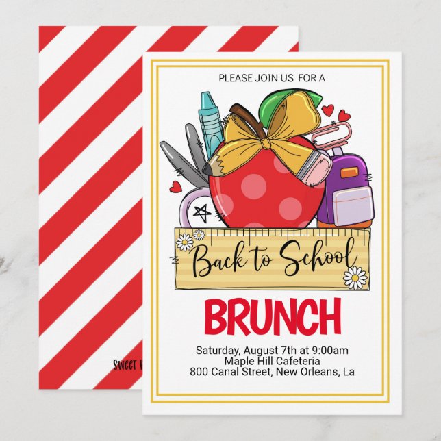 Retour à l'école Brunch Invitation (Devant / Derrière)