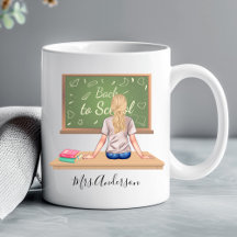 Retour à l'école Chalkboard enseignant Mug Blonde
