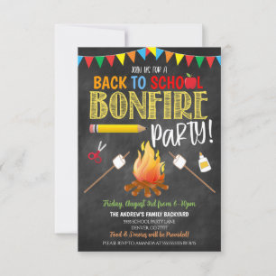 Retour À L'École Fête Feu Invitation