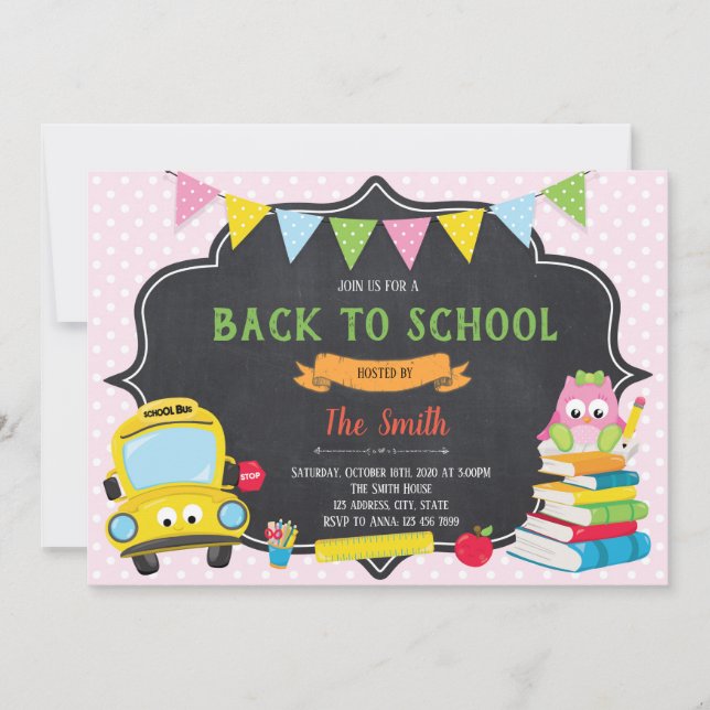 Retour à l'école Fête Invitation (Devant)